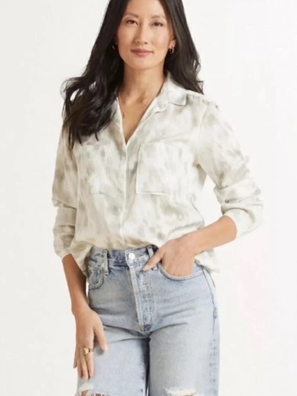 Anthropologie Cloth & Stone Wind Brushed Tie Dye Buttondown (Price Firm)